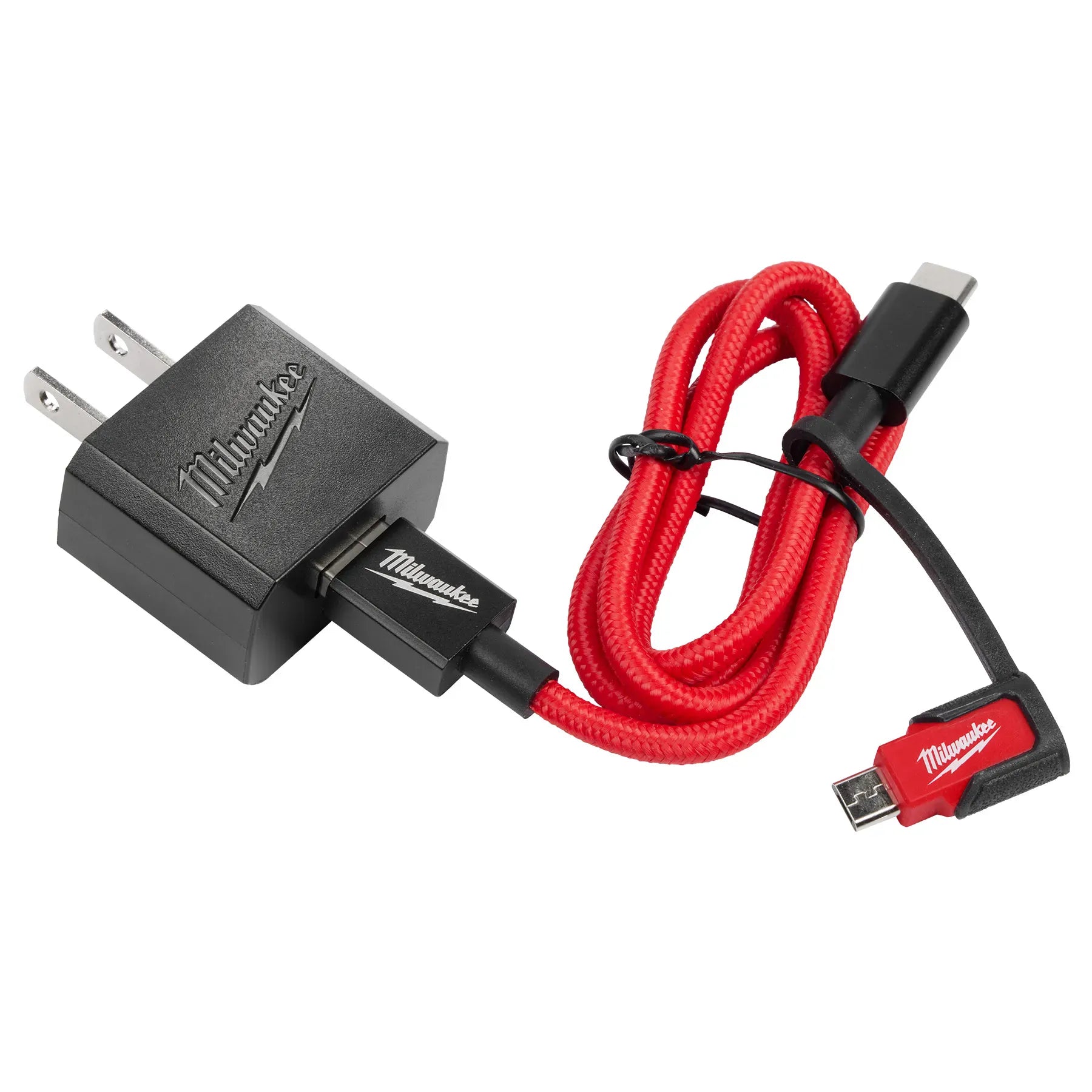 Milwaukee Tool, MILWAUKEE 3' USB-C & 2.1A Wall Charger w/ Micro USB Adaptor