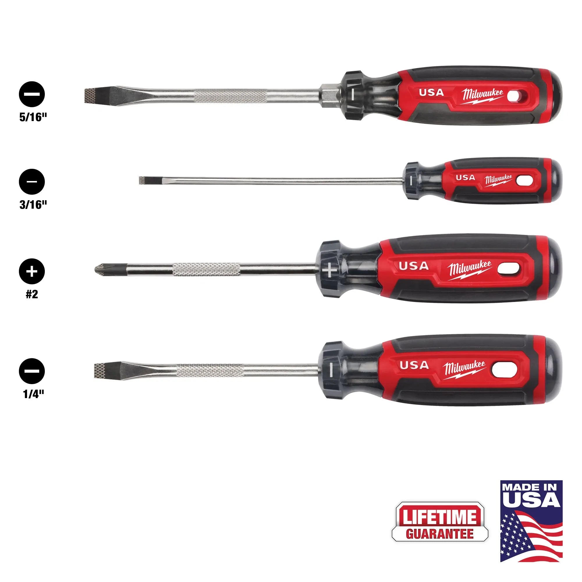 Milwaukee Tool, MILWAUKEE 4 PC. Cushion Grip Screwdriver Set