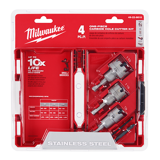 Milwaukee Tool, MILWAUKEE 4 PC. One-Piece Carbide Hole Cutter Set