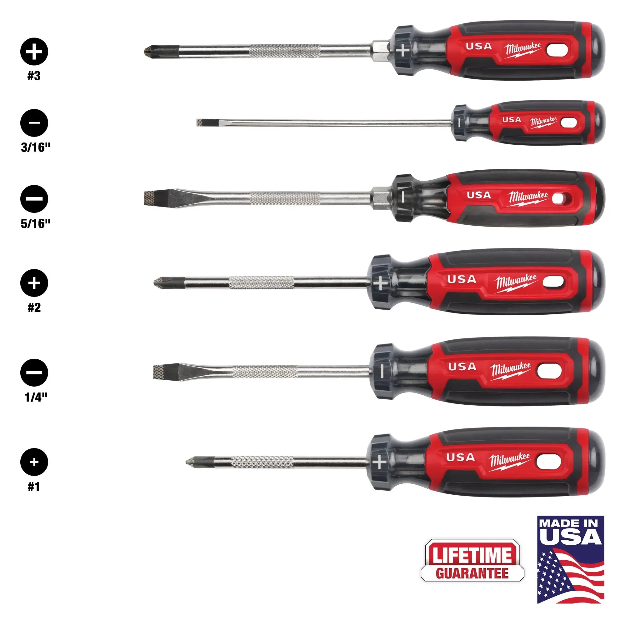 Milwaukee Tool, MILWAUKEE 6 PC. Cushion Grip Screwdriver Set