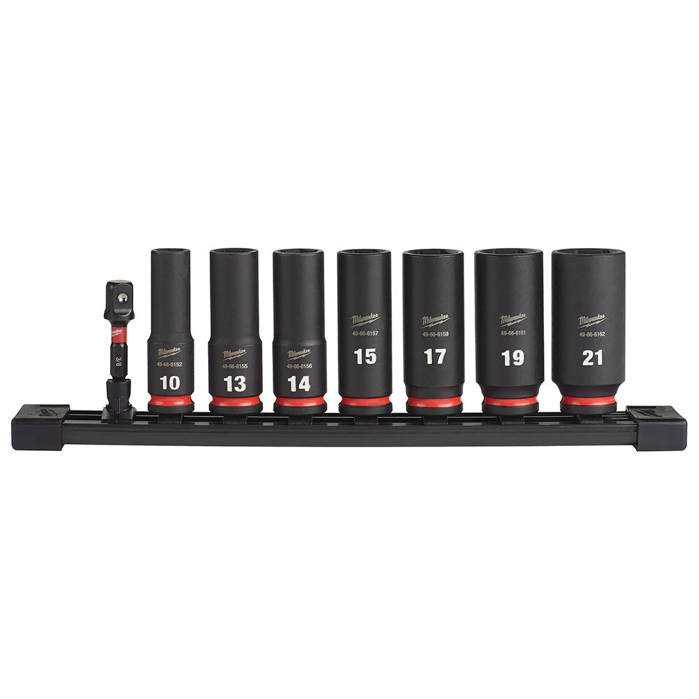 Milwaukee Tool, MILWAUKEE 8PC SHOCKWAVE Impact Duty 3/8" Drive Metric Deep 6 Point Socket Set