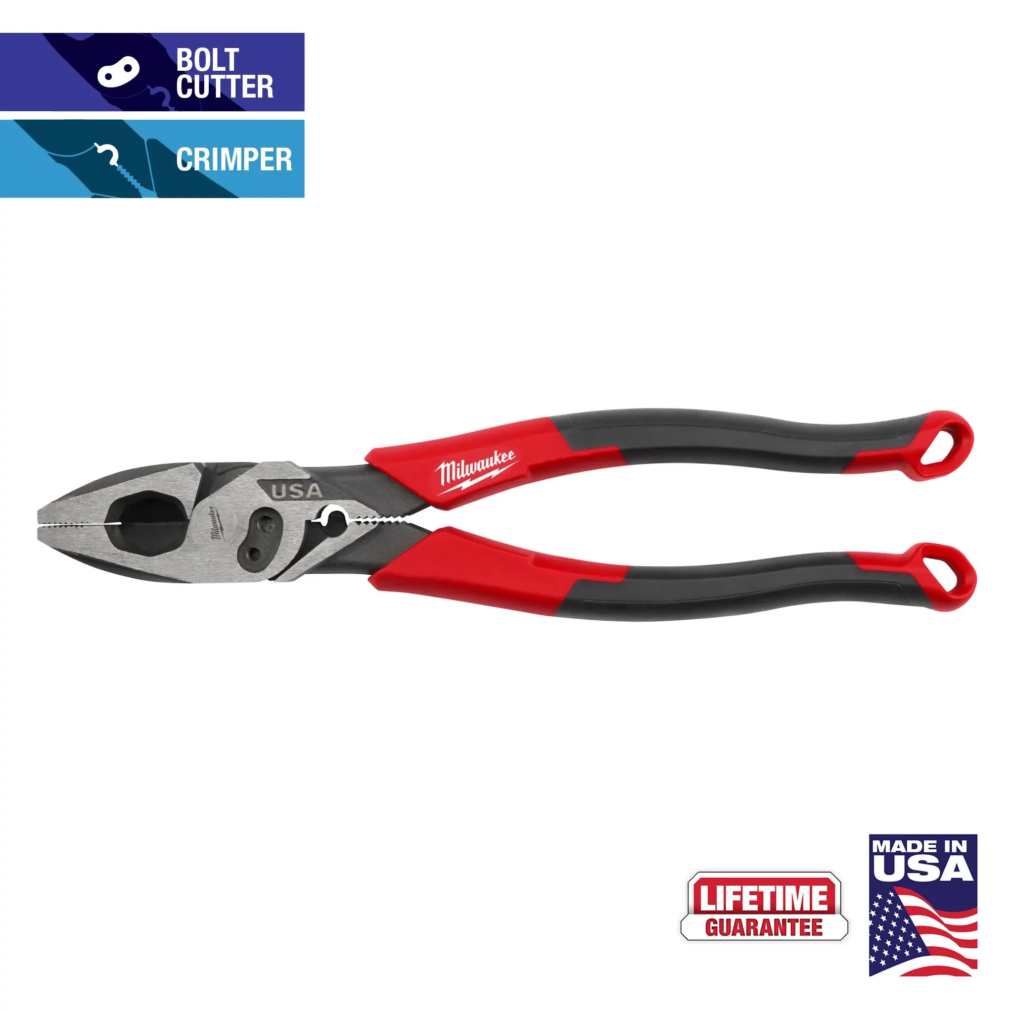 Milwaukee Tool, MILWAUKEE 9" Comfort Grip Lineman's Pliers w/ Crimper & Bolt Cutter