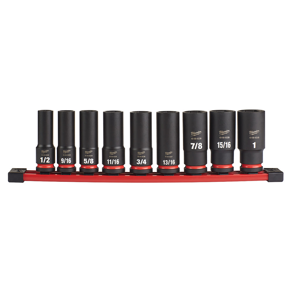 Milwaukee Tool, MILWAUKEE 9PC SHOCKWAVE Impact Duty 1/2" Drive SAE Deep 6 Point Socket Set