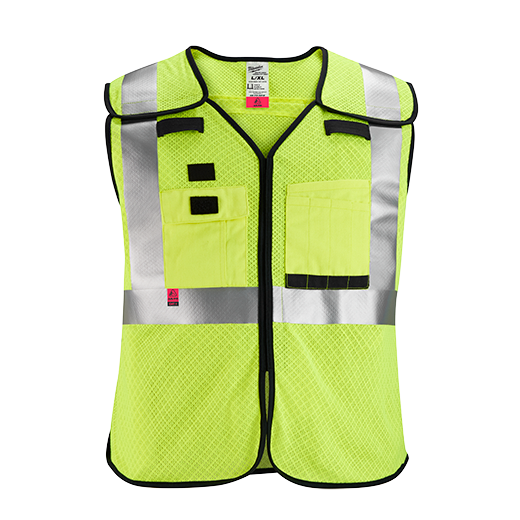 Milwaukee Tool, MILWAUKEE AR/FR Cat. 1 Class 2 Breakaway High Visibility Yellow Mesh Safety Vest