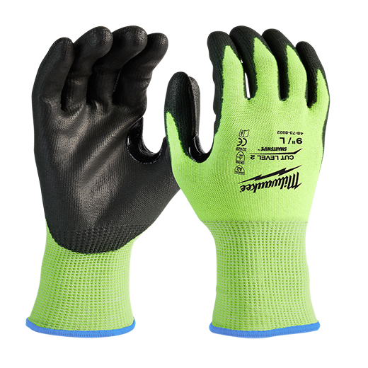 Milwaukee Tool, MILWAUKEE High-Visibility Cut Level 2 Polyurethane Dipped Gloves